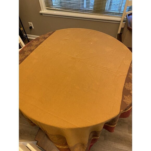 Rectangular Tablecloth Maroon Mustard With Leaves 76x54 - Picture 2 of 9